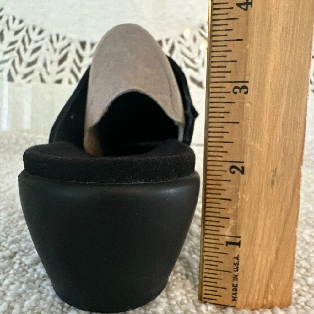 Mephisto Black Leather Nubuck Wedge Slip On Sandal Womens sz EU 40 US 10 Comfort
